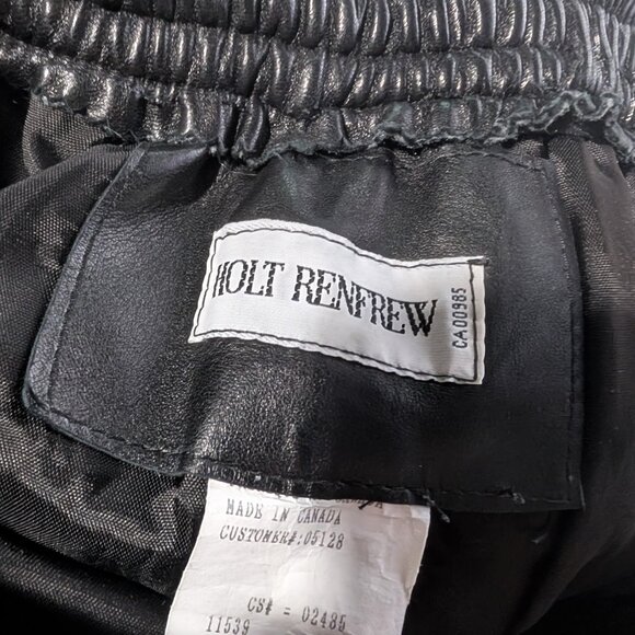 Vintage Holt Renfrew | Women's Pleated Leather Pants In Black - Picture 3 of 14